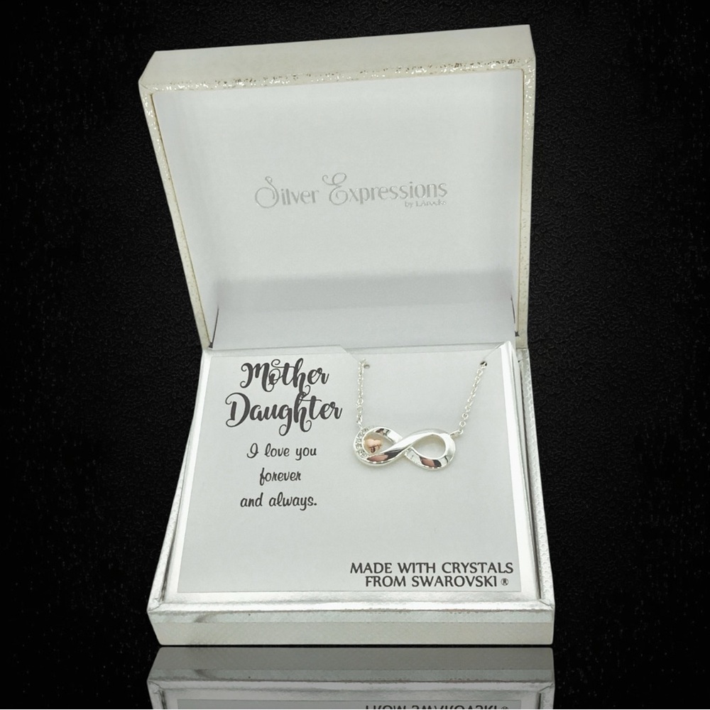Swarovski Infinity Heart Mom Necklace inscribed on back, jewelry Gifts